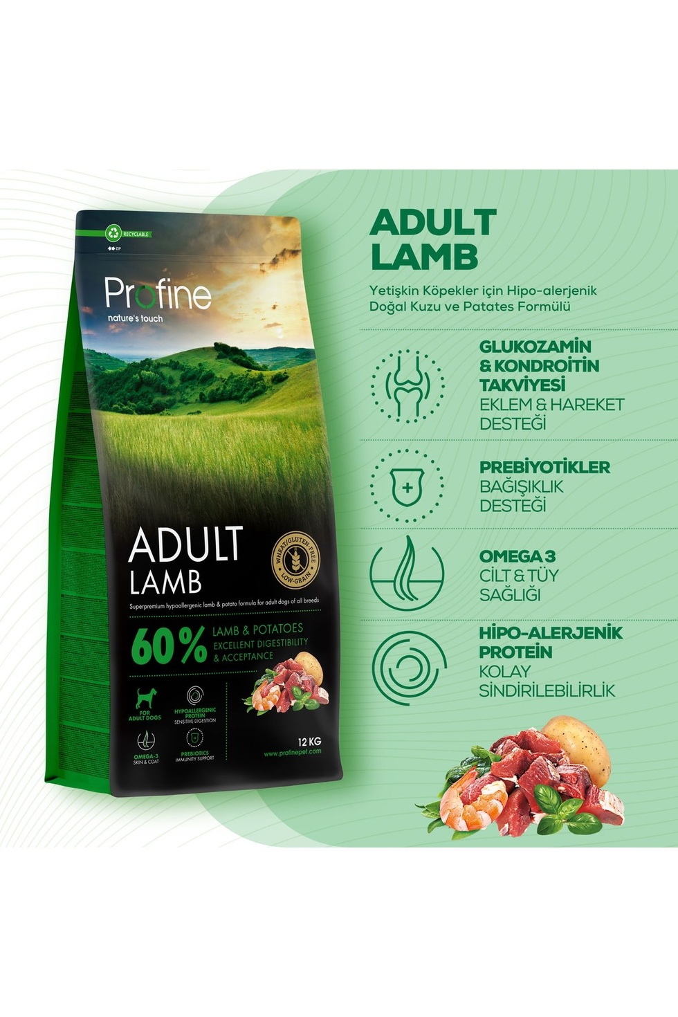 Adult Hipoalerjenik Kuzu Etli Yetişkin Köpek Maması