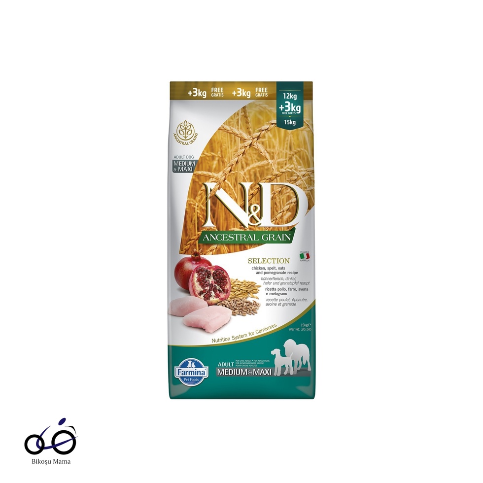 Ancestral Grain Düşük Tahıllı Tavuk Etli ve Narlı Kuru Köpek Maması 12+3kg