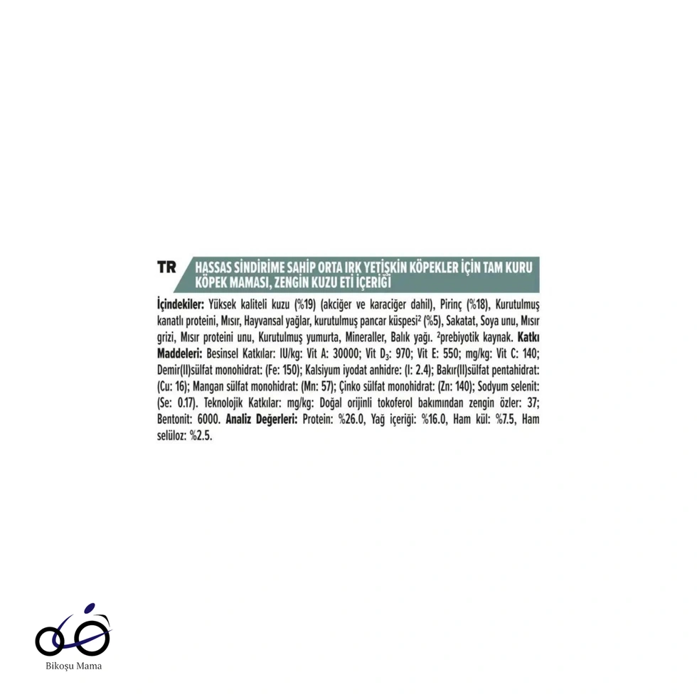 Medium Sensitive Digestion Kuzulu ve Pirinçli Orta Irk Yetişkin Köpek Maması