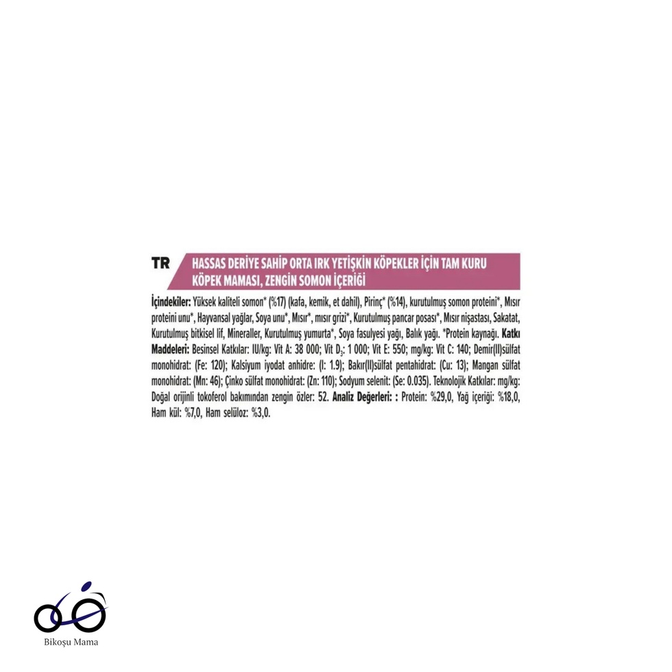 Medium Sensitive Skin Somonlu ve Pirinçli Orta Irk Yetişkin Köpek Maması