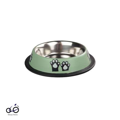 Yeşil Kedi Desenli Mama & Su Kabı-8oz-Yeşil