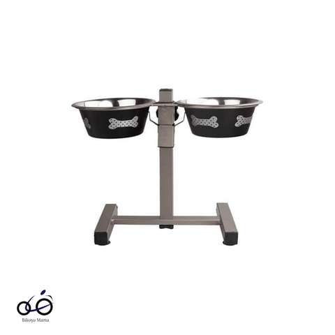 Siyah Ayaklı İkili Metal Mama & Su Kabı-1Qt-Siyah
