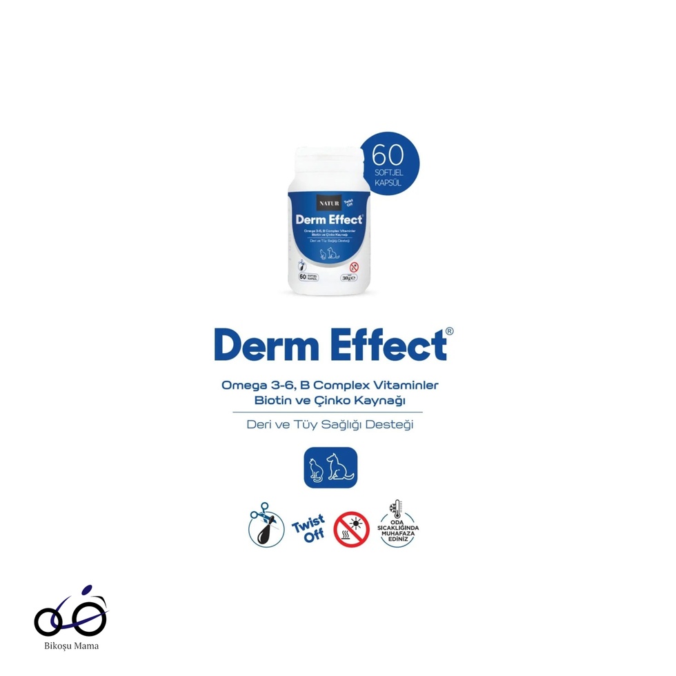 Derm Effect Kedi Köpek Deri ve Tüy Sağlığı Destek Soft Jel Kapsul 60 Adet