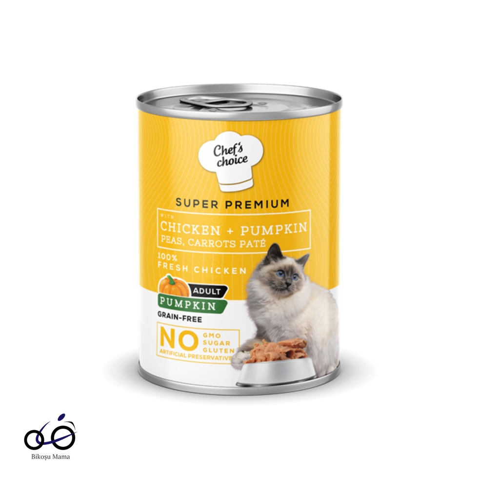 Chefs Choice Hipoalerjenik, Tavuk Etli, Balkabaklı, Bezelyeli Ve Havuçlu Tahılsız Ezme Yetişkin Kedi Konservesi 400gr