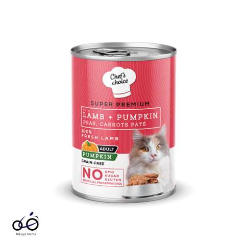 Chefs Choice Hipoalerjenik, Kuzu Etli, Balkabaklı, Bezelyeli Ve Havuçlu Tahılsız Ezme Yetişkin Kedi Konservesi 400gr