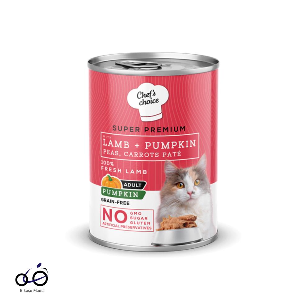 Chefs Choice Hipoalerjenik, Kuzu Etli, Balkabaklı, Bezelyeli Ve Havuçlu Tahılsız Ezme Yetişkin Kedi Konservesi 400gr