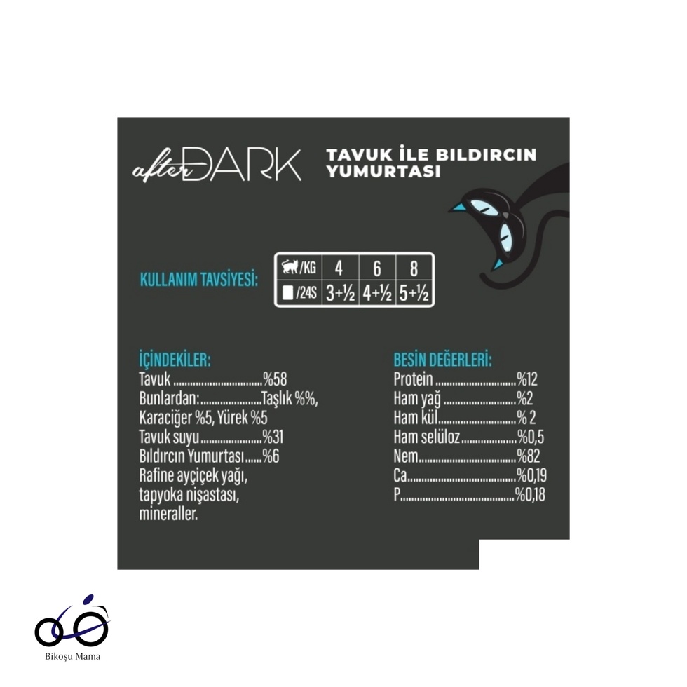 After Dark Tavuk ile Bıldırcın Yumurtası Et Suyunda Yetişkin Kedi Konservesi 80gr