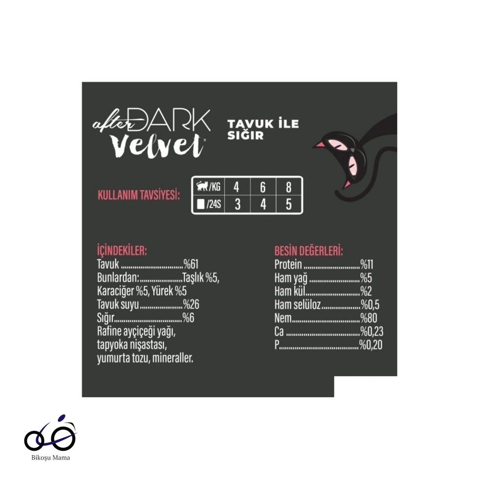 After Dark Tavuk ile Sığır Mus Yetişkin Kedi Yaş Maması 80gr