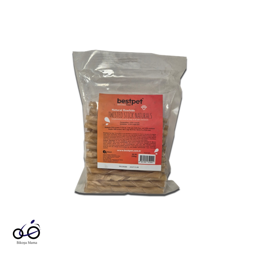 Twisted Stick Naturals, %100 Doğal Deri Burgu Köpek Ödül Çubuğu 350gr