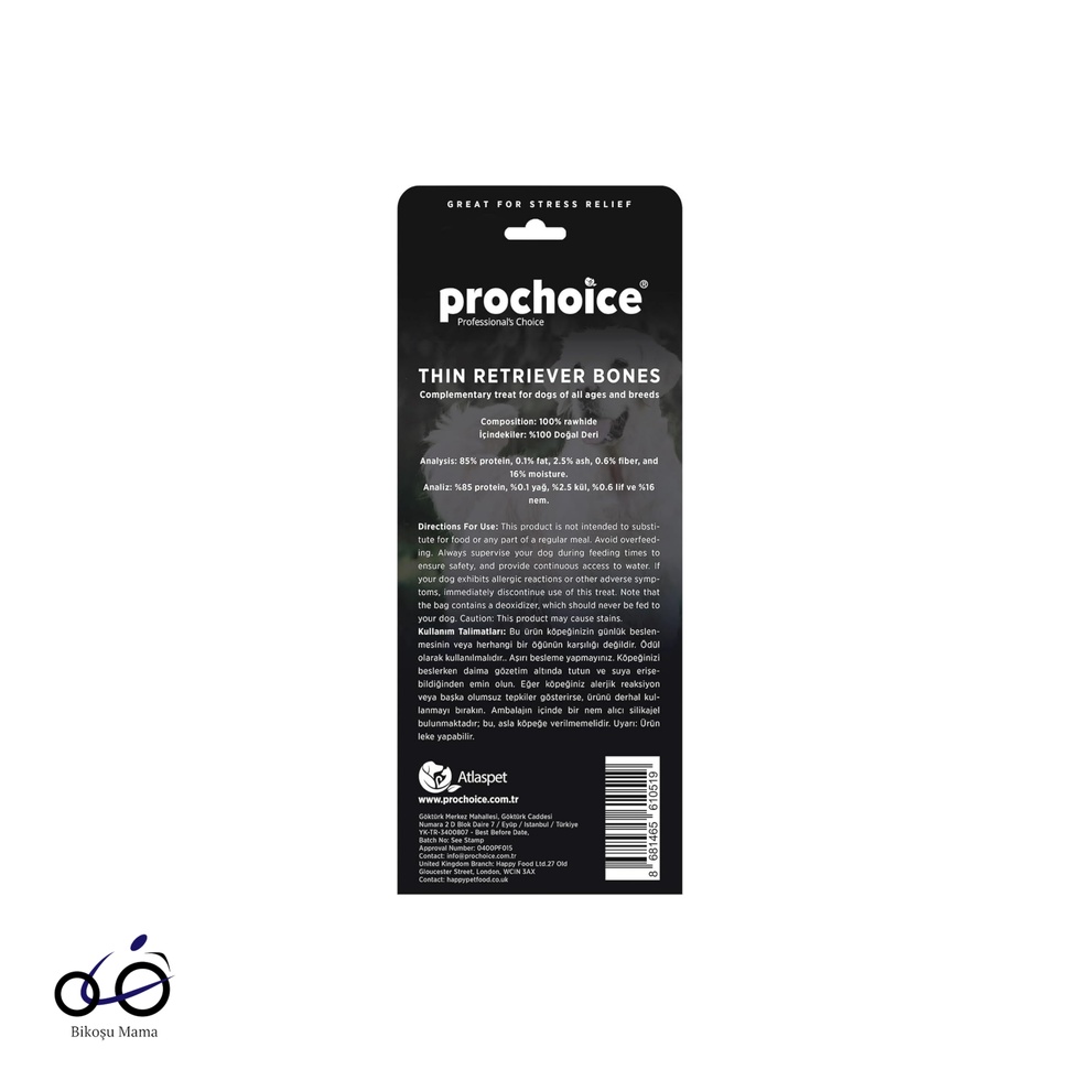 Thin Retriever Bones, İnce Köpek Ödül Kemiği 6 parça