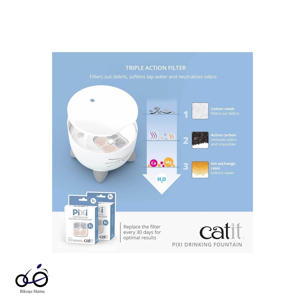 Pixi Fountain Çelik Hazneli Otomatik Kedi ve Küçük Irk Köpekler Su Pınarı 2L