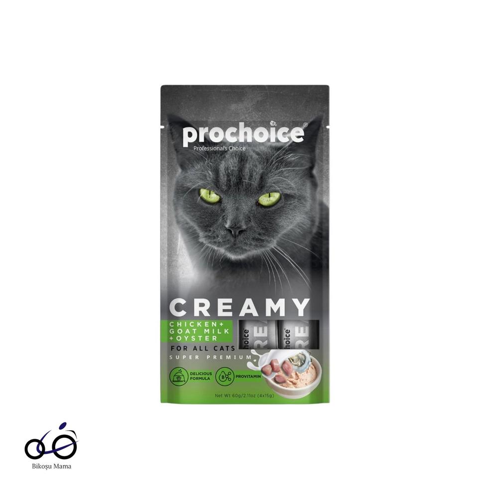 Creamy Kediler İçin Tavuklu, Keçi Sütlü ve İstridyeli Sıvı Ödülü 4x15gr