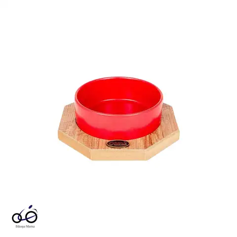 Kırmızı Sekizgen Seramik Mama ve Su Kabı 400ml
