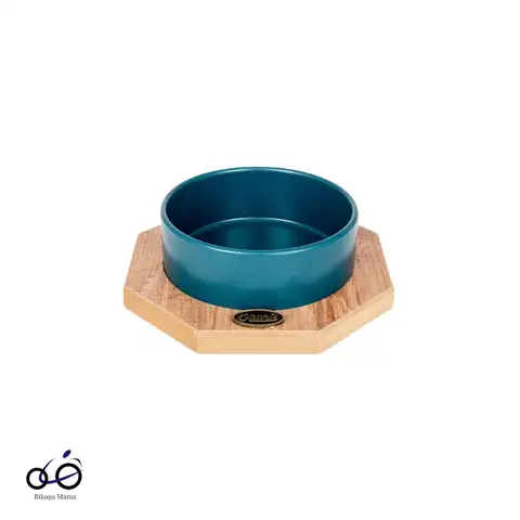 Petrol Yeşili Sekizgen Seramik Mama ve Su Kabı 400ml