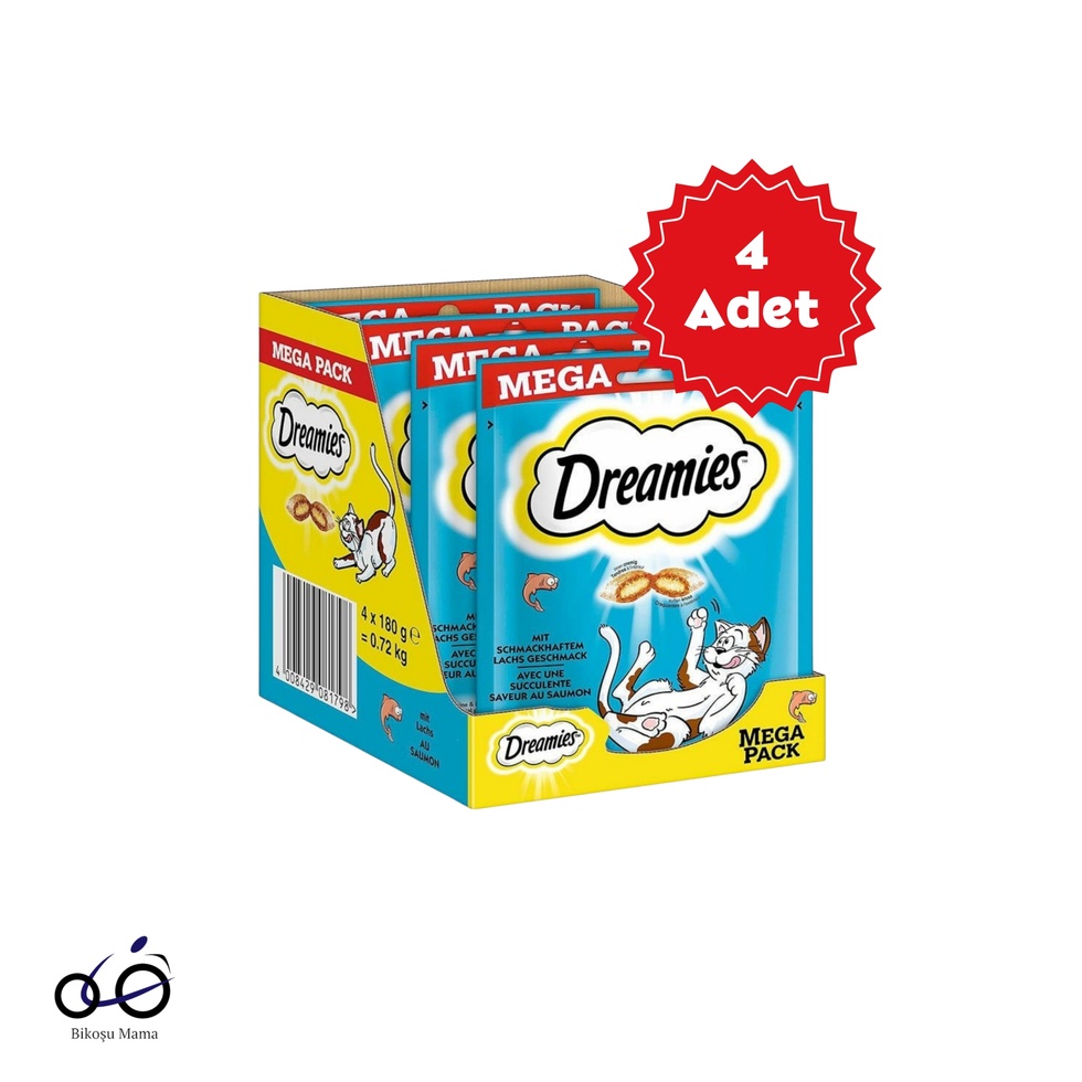Mega Paket Somonlu Kedi Ödül Maması 4 AdetX180gr