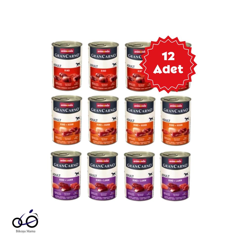 Grancarno 3 Çeşit Karışık Köpek Konserve 400grX12 Adet