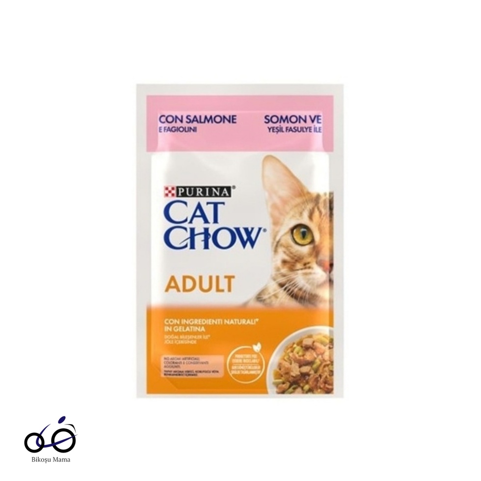 Pouch Jöle İçinde Somonlu ve Yeşil Fasulyeli Yetişkin Kedi Konservesi 26x85gr