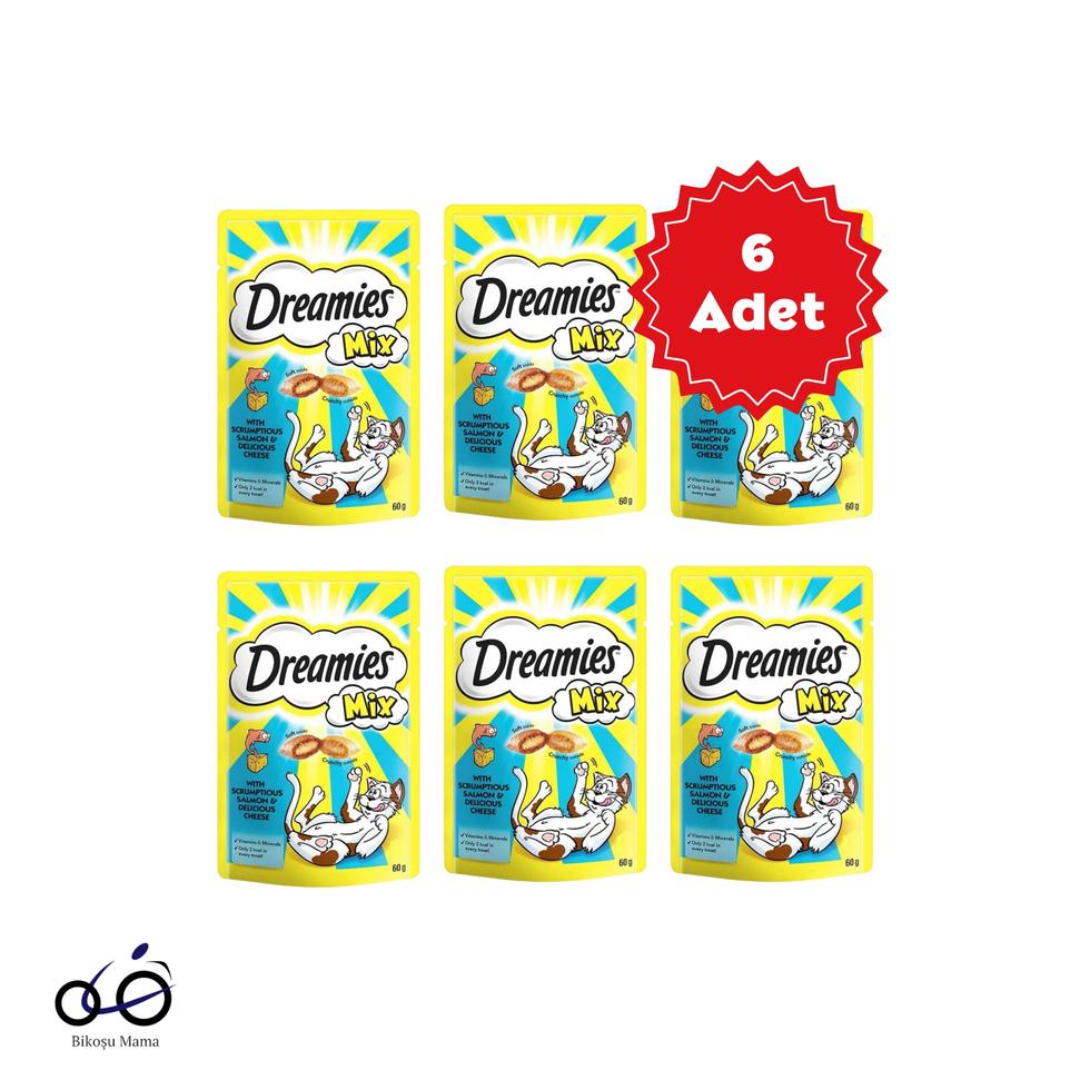 Mix İç Dolgulu Somonlu ve Peynirli Kedi Ödül Bisküvisi 6x60gr