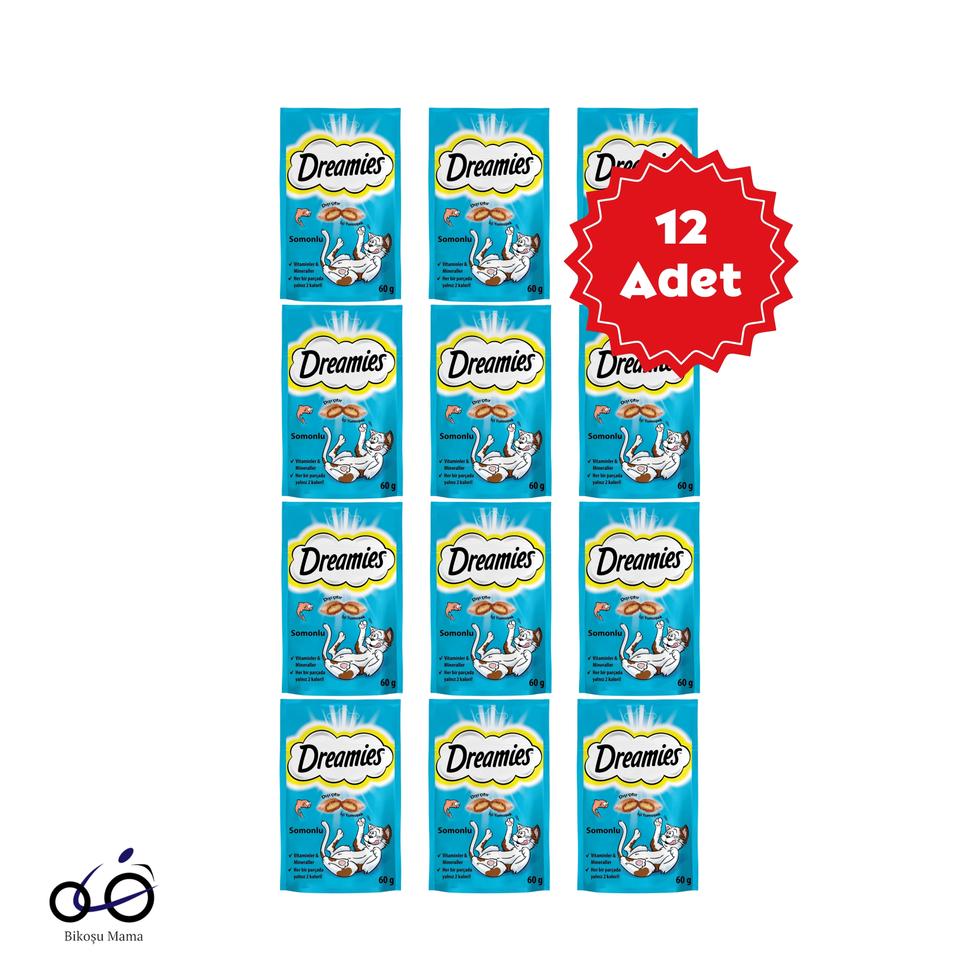 İç Dolgulu Somonlu Kedi Ödül Bisküvisi 12x60gr