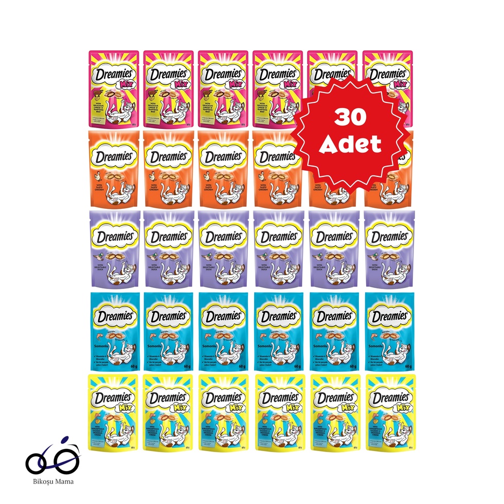 Karışık 5 Çeşit Kedi Ödülü 30x60gr
