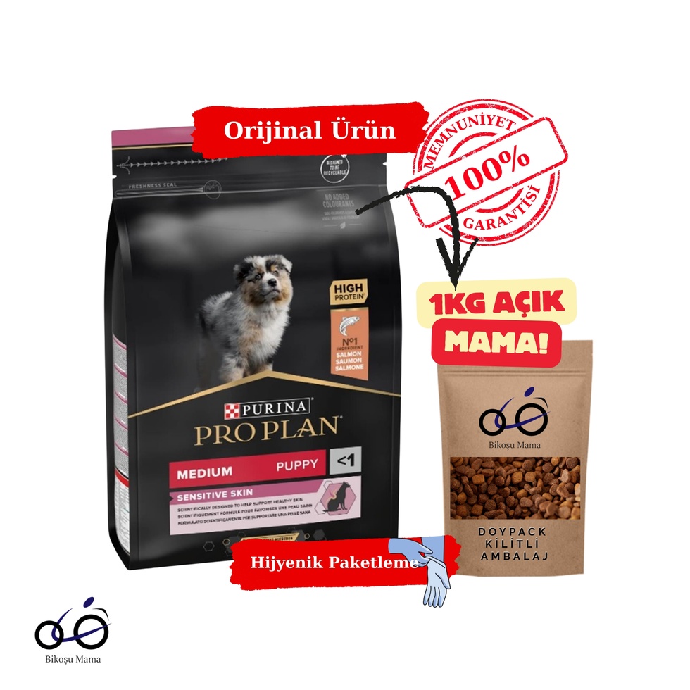 Medium Sensitive Skin Somonlu Orta Irk Yavru Köpek Maması 1kg (AÇIK MAMA)