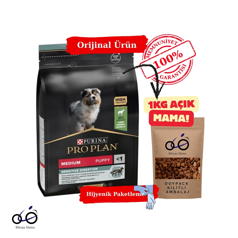Medium Sensitive Digestion Kuzulu ve Pirinçli Orta Irk Yavru Köpek Maması 1kg (AÇIK MAMA)