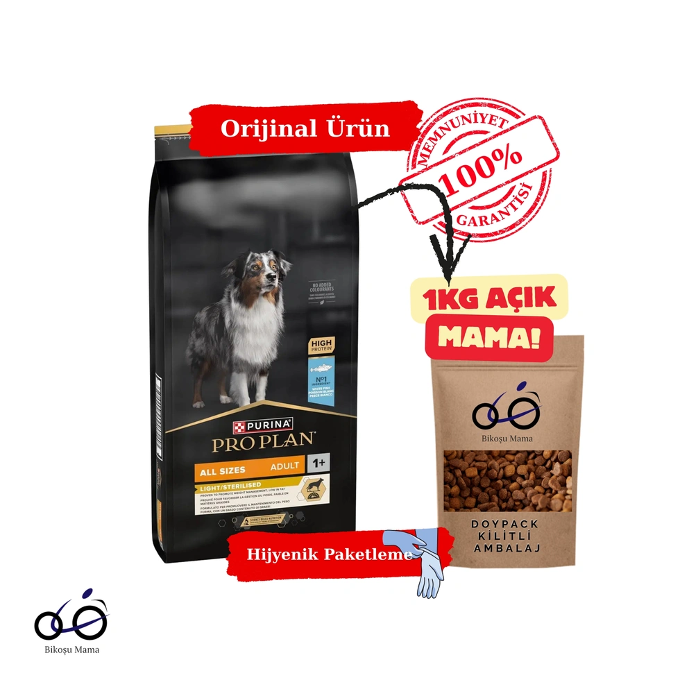 Light Tüm Irklar İçin Alabalıklı Kısırlaştırılmış Yetişkin Köpek Maması 1kg (AÇIK MAMA)