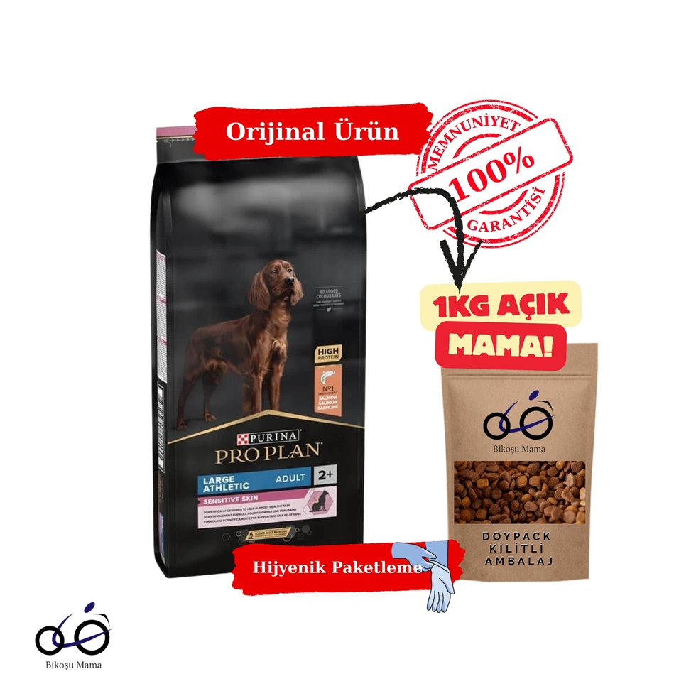 Large Athletic Büyük Irk Somonlu ve Pirinçli Yetişkin Köpek Maması 1kg (AÇIK MAMA)