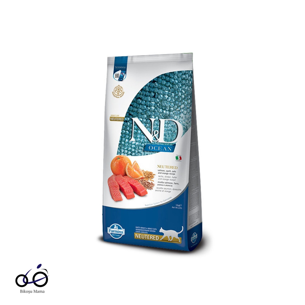 Ocean Somonlu ve Portakallı Ata Tahıllı Kısırlaştırılmış Kedi Maması 1kg (AÇIK MAMA)