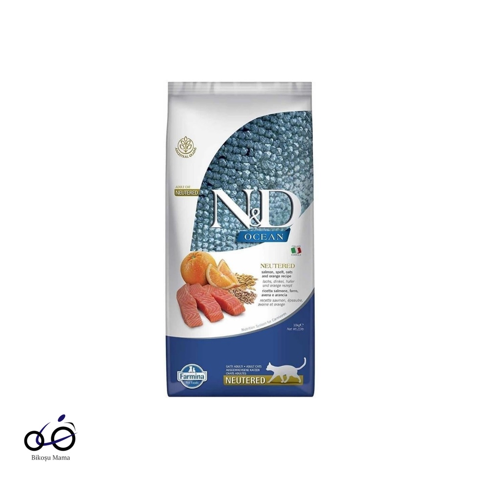 Ocean Somonlu ve Portakallı Ata Tahıllı Kısırlaştırılmış Kedi Maması 1kg (AÇIK MAMA)