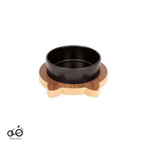 Siyah Kedili Seramik Mama ve Su Kabı 400ml