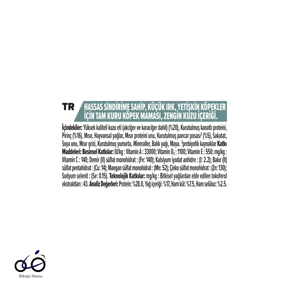 Small&Mini Sensitive Digestion Kuzu Etli Küçük Irk Yetişkin Köpek Maması 7kg