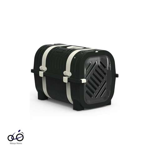 Siyah-Bej Kemer Detaylı Kedi ve Köpek Taşıma Çantası