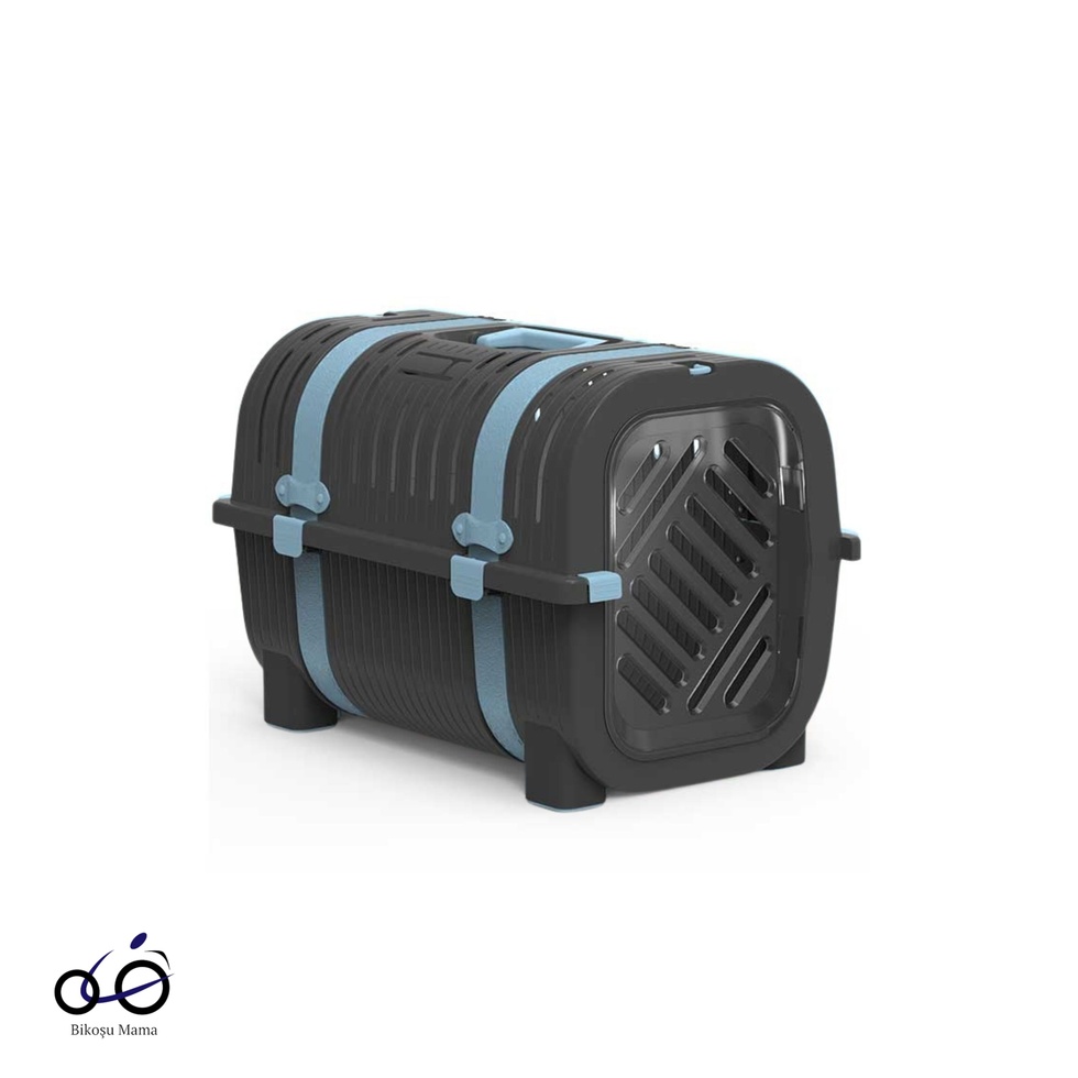 Koyu Gri-Mavi Kemer Detaylı Kedi ve Köpek Taşıma Çantası