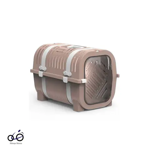 Açık Kahve-Gri Kemer Detaylı Kedi ve Köpek Taşıma Çantası